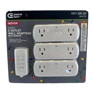 Commercial Electric Wireless Indoor Remote Control AC/DC Adapter, White(3-Pack)